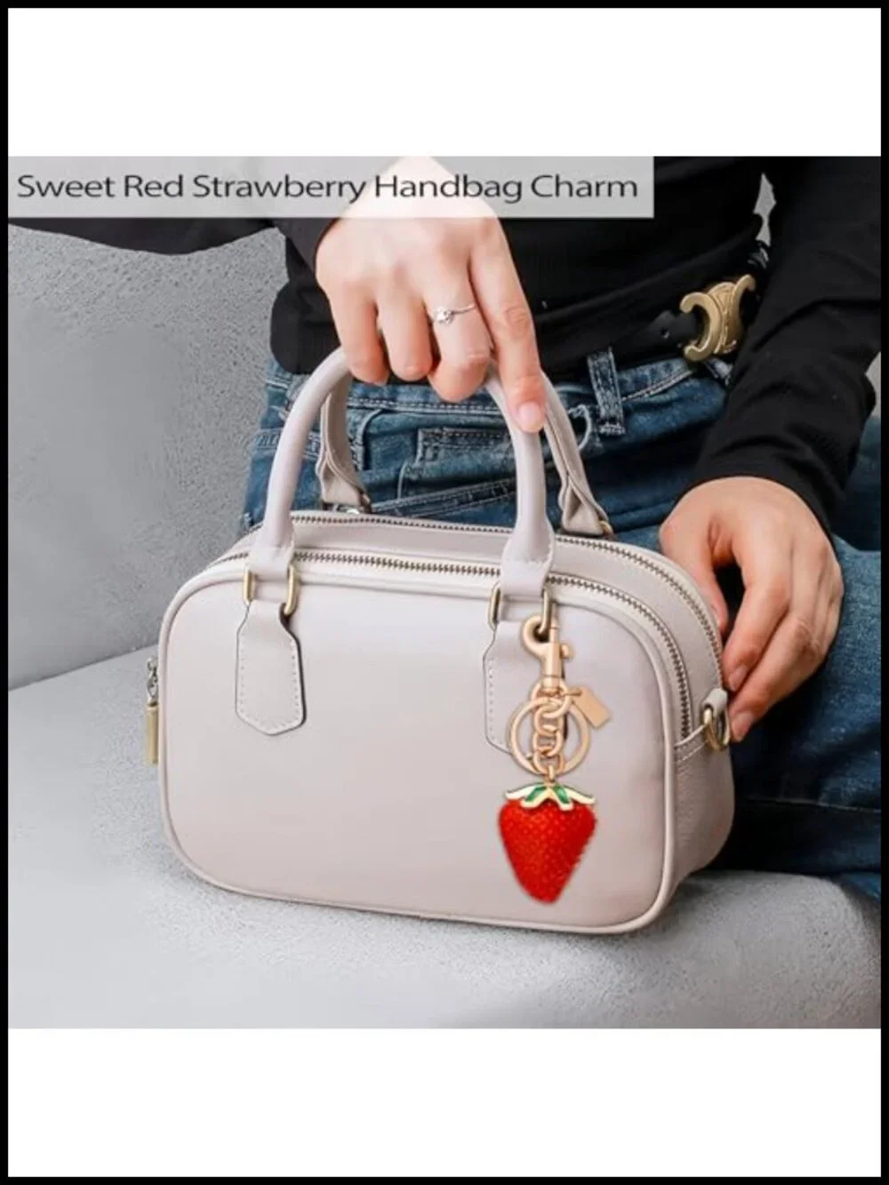 Strawberry and Cherry Bag Charm Keychain for Handbags